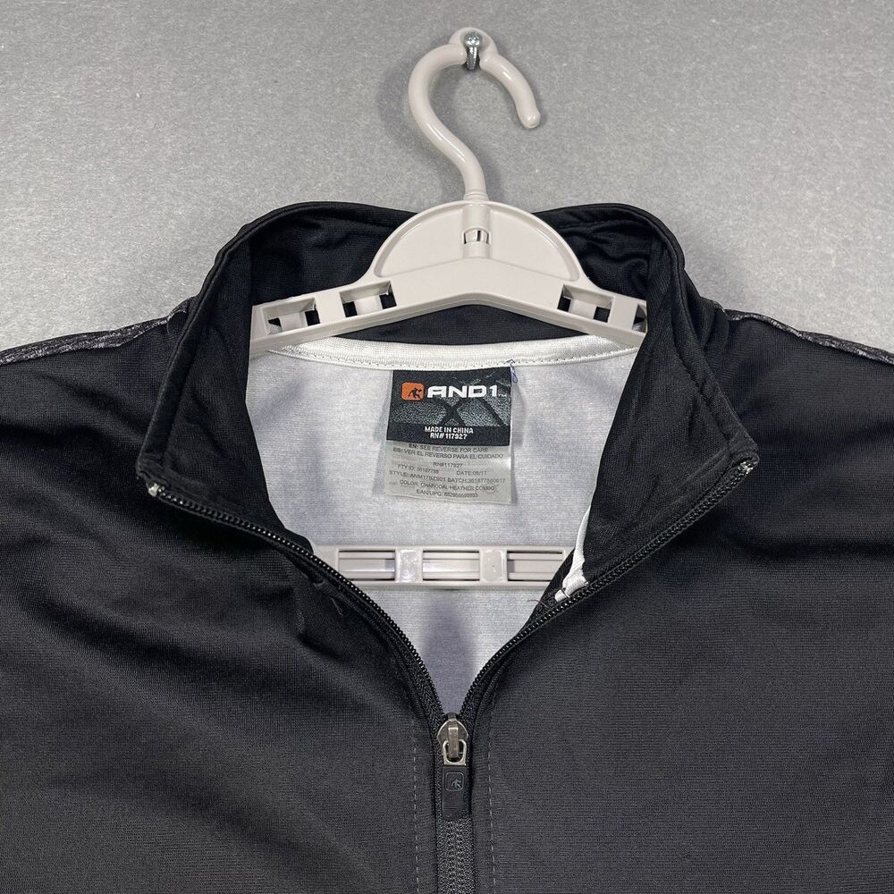 AND1 Track Jacket Mens Large Black Gray Colorblock Full Zip Athletic Basketball - Picture 4 of 10